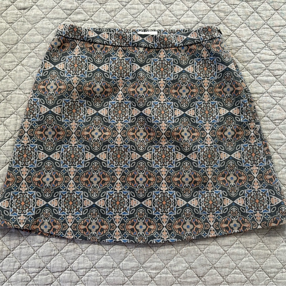 Cooperative Geometric A-Line Skirt - Blue and Brown